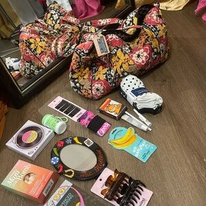 Small Vintage Vera Bradley Bittersweet Duffle Bundle ❤️💚💛 stuffed with goodies